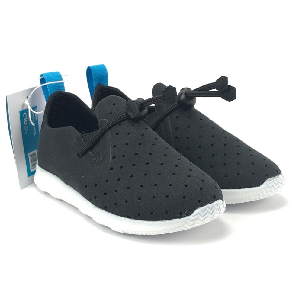 Native Kids Apollo Moc Jiffy Black Slip On Shoes - Picture 2 of 8